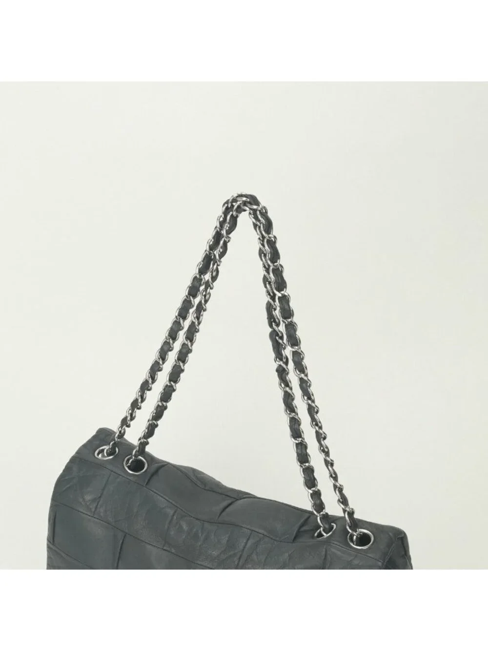 Chanel 2.55 Line Shoulder Bag Calfskin Gray Glay Silver Chain